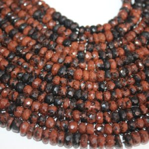 Shop Obsidian Rondelle Beads! Natural Mahogany Obsidian Faceted Rondelle Beads 13" Strand,7.5-8.5 mm AAA Mahogany Obsidian Beads Mookaite Jasper Faceted Obsidian Beads | Natural genuine rondelle Obsidian beads for beading and jewelry making.  #jewelry #beads #beadedjewelry #diyjewelry #jewelrymaking #beadstore #beading #affiliate #ad