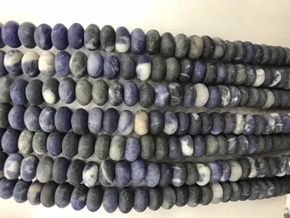 Natural Matte Sodalite 6mm - 8mm Rondelle Genuine Blue Loose Beads 15 Inch Jewelry Supply Bracelet Necklace Material Support Wholesale