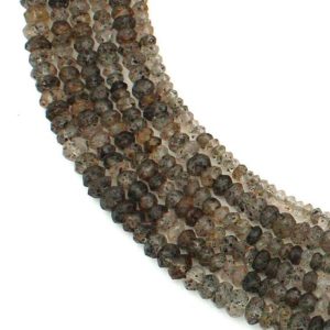 Shop Rutilated Quartz Rondelle Beads! Natural Gemstone Moss Quartz Rare Faceted Rondelle Beads, Dot Quartz Rondelle Beads, Rare Gem, Jewelry Making Crafts, Quartz Rondelle Beads | Natural genuine rondelle Rutilated Quartz beads for beading and jewelry making.  #jewelry #beads #beadedjewelry #diyjewelry #jewelrymaking #beadstore #beading #affiliate #ad