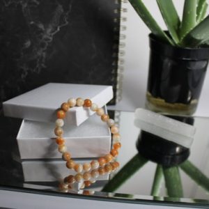 Shop Orange Calcite Jewelry! Natural Orange Milky Calcite Gemstone Bracelet-10MM | Natural genuine Orange Calcite jewelry. Buy crystal jewelry, handmade handcrafted artisan jewelry for women.  Unique handmade gift ideas. #jewelry #beadedjewelry #beadedjewelry #gift #shopping #handmadejewelry #fashion #style #product #jewelry #affiliate #ad