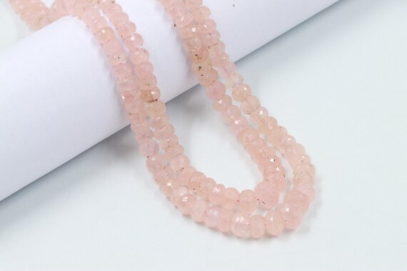 Natural Peach Morganite Faceted Rondelle Beads, Morganite Rondelle Beads, Peach Morganite Beads, Jewelry Beads, Gem Quality 22 Inch, Sku069