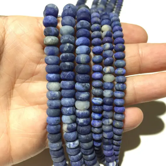 Natural Sodalite Matte Rondelle Healing & Energy Stone Gemstone Loose Beads For Bracelet Necklace Diy Jewelry Making Aaa Quality 4x6mm 5x8mm