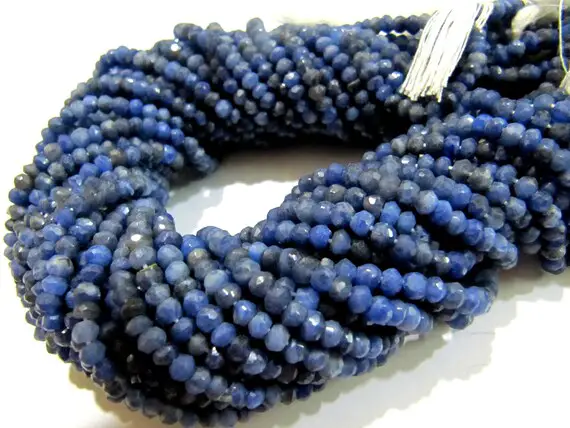 Natural Sodalite Rondelle Faceted 3-4 Mm Beads  Strands 13 Inch Long Top Quality Wholesale Price Jewelry Making Gemstone Beads