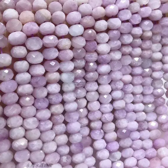 Natural Violet Purple Kunzite Faceted Rondelle Beads, Spodumene Faceted Spacer Beads,6*9mm ,15 Inches