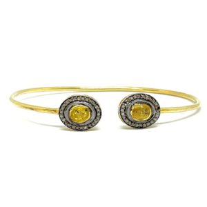 Shop Yellow Sapphire Bracelets! Yellow Sapphire Cuff Bangle, Yellow Sapphire Bracelet, 925 Silver Bracelet, Gemstone Bangle, Gift For Wife. | Natural genuine Yellow Sapphire bracelets. Buy crystal jewelry, handmade handcrafted artisan jewelry for women.  Unique handmade gift ideas. #jewelry #beadedbracelets #beadedjewelry #gift #shopping #handmadejewelry #fashion #style #product #bracelets #affiliate #ad