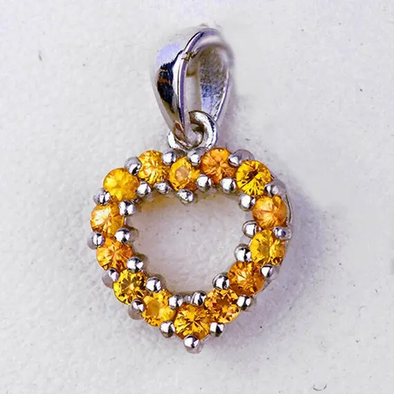 Natural Yellow Sapphire Pendant, 925 Sterling Silver, Rhodium Finish, Yellow Gemstone Pendant, Yellow Sapphire Jewelry