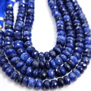 Shop Sodalite Rondelle Beads! Naturald Sodalite Faceted Rondelle Beads Blue Sodalite Gemstone Beads Sodalite Faceted Rondelle Fine Quality AAA | Natural genuine rondelle Sodalite beads for beading and jewelry making.  #jewelry #beads #beadedjewelry #diyjewelry #jewelrymaking #beadstore #beading #affiliate #ad