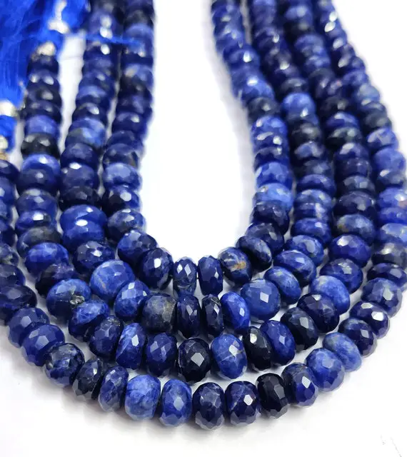 Naturald Sodalite Faceted Rondelle Beads Blue Sodalite Gemstone Beads Sodalite Faceted Rondelle Fine Quality Aaa