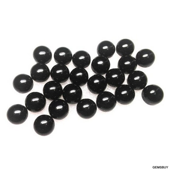 10 Pieces 3mm Black Onyx Cabochon Round Loose Gemstone, Black Onyx Round Cabochon, Black Onyx Cabochon Round Calibrated Size Gemstone