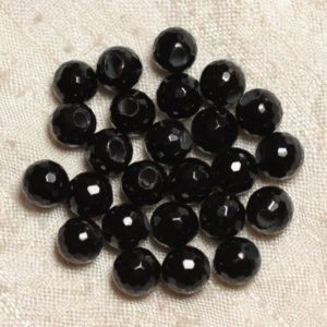 Shop Onyx Faceted Beads! 5pc – stone 2.5 mm hole beads – faceted Onyx 8 mm 4558550026590 | Natural genuine faceted Onyx beads for beading and jewelry making.  #jewelry #beads #beadedjewelry #diyjewelry #jewelrymaking #beadstore #beading #affiliate #ad
