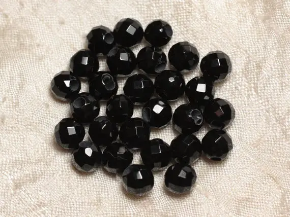 5pc - Perles De Pierre Perçage 2.5mm - Onyx Facetté 8mm  4558550027191