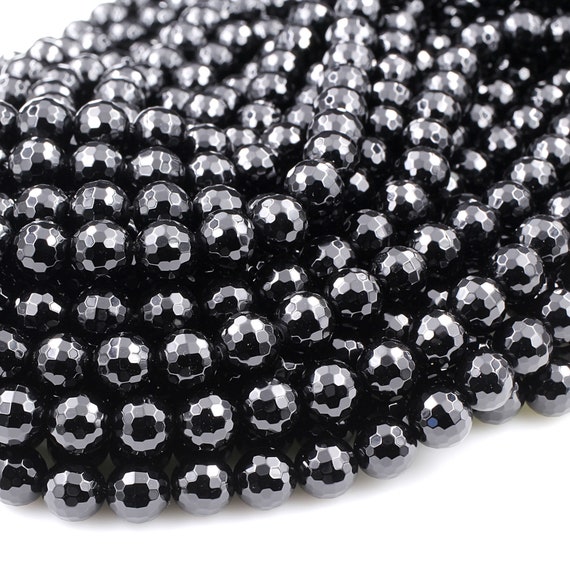 Aaa Grade Natural Black Onyx Beads Faceted 2mm 4mm 6mm 8mm 10mm 12mm Round Beads High Quality Natural Black Gemstone 15.5" Strand