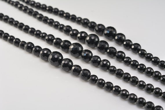 Black Onyx Descend Beads - Faceted Round Black Beads - Natural Stone Beads - Black Beads -necklace Making Beads - Beads Supplies-16.5inch