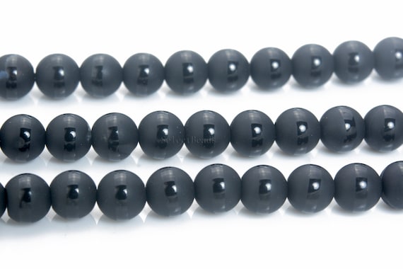 Shiny And Matte Black Onyx Beads - Centre Polished Matte Black Onyx Beads - Hand Polished Centre Longitude Beads -  4-12mm Beads -15inch