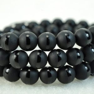 Shop Onyx Beads! Black Onyx,15 inch full strand natural Black Onyx frosted matte round beads,one line matte round beads 6mm 8mm 10mm 12mm 14mm | Natural genuine beads Onyx beads for beading and jewelry making.  #jewelry #beads #beadedjewelry #diyjewelry #jewelrymaking #beadstore #beading #affiliate #ad