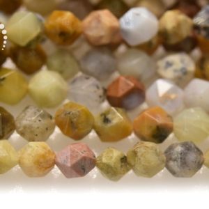 Shop Opal Chip & Nugget Beads! Yellow Sage Opal Faceted Nugget Star Cut Beads, Diamond cut bead, Nugget beads, natural, gemstone, 8mm, 15" full strand | Natural genuine chip Opal beads for beading and jewelry making.  #jewelry #beads #beadedjewelry #diyjewelry #jewelrymaking #beadstore #beading #affiliate #ad