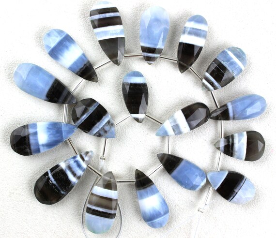 Aaa Quality 17 Pieces Natural Bolder Opal Faceted Beads, Blue Boulder Opal ,making Jewelry,9x18-12x26 Mm ,gemstone Beads, Wholesale Price