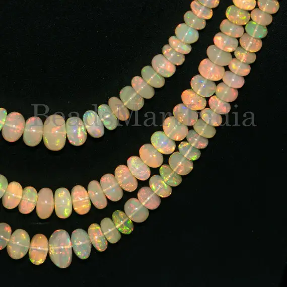 Beautiful Ethiopian Opal Necklace, 5-9 Mm  Opal Rondelle Necklace, Ethiopian Opal Smooth Necklace, Ethiopian Opal Beads, Wedding Necklace