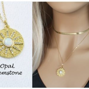 Shop Opal Pendants! 14K Gold Filled Sun Celestial Coin Necklace – Opal Starburst Pendant – North Star Necklace – Gold Celestial Jewelry- Christmas Gift | Natural genuine Opal pendants. Buy crystal jewelry, handmade handcrafted artisan jewelry for women.  Unique handmade gift ideas. #jewelry #beadedpendants #beadedjewelry #gift #shopping #handmadejewelry #fashion #style #product #pendants #affiliate #ad