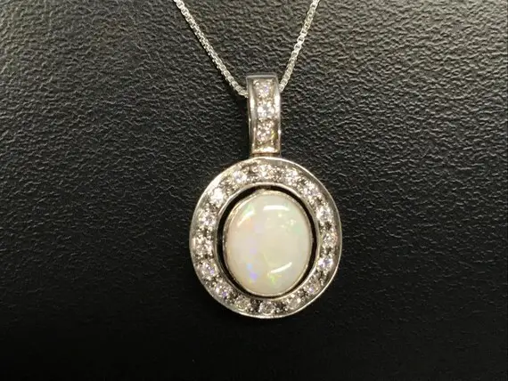 Opal Pendant, Vintage Opal Pendant, Precious Australian Opal, October Birthstone, White Antique Pendant, October Pendant, 925 Silver Pendant