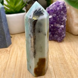 Shop Opal Points & Wands! Oceanic Blue Opal Tower BOT36 | Natural genuine stones & crystals in various shapes & sizes. Buy raw cut, tumbled, or polished gemstones for making jewelry or crystal healing energy vibration raising reiki stones. #crystals #gemstones #crystalhealing #crystalsandgemstones #energyhealing #affiliate #ad