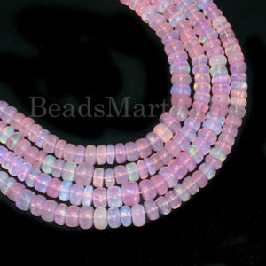 Shop Opal Rondelle Beads! High Quality Pink Opal Plain Beads, 5-7 mm Opal Plain Rondelle Beads, Opal Rondelle Beads, Pink Opal Beads, Pink Opal Rondelle Beads | Natural genuine rondelle Opal beads for beading and jewelry making.  #jewelry #beads #beadedjewelry #diyjewelry #jewelrymaking #beadstore #beading #affiliate #ad