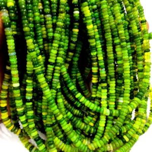 Shop Opal Rondelle Beads! Natural Latest New Brand Color Ethiopian Green Opal Beads Green Fire Opal Smooth Rondelle Beads High Luster Opal Gemstone Beads 10 Strands | Natural genuine rondelle Opal beads for beading and jewelry making.  #jewelry #beads #beadedjewelry #diyjewelry #jewelrymaking #beadstore #beading #affiliate #ad