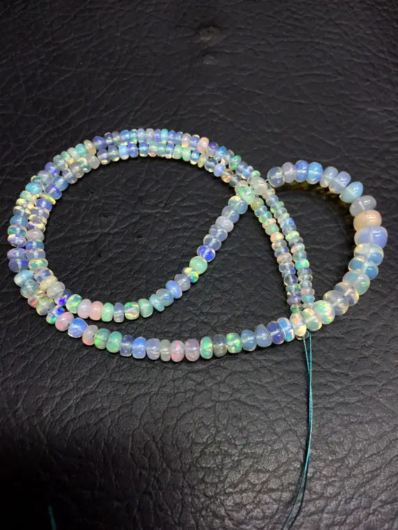 Wholesale Opal 10 Strand Ethiopian Opal Smooth Rondelle Beads Wello Opal Fire Beads High Luster Opal Gemstone Beads 3-4.mm 16" Strand