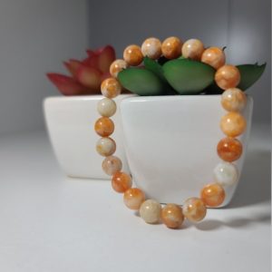 Orange Calcite Beaded Bracelet | Natural genuine Orange Calcite bracelets. Buy crystal jewelry, handmade handcrafted artisan jewelry for women.  Unique handmade gift ideas. #jewelry #beadedbracelets #beadedjewelry #gift #shopping #handmadejewelry #fashion #style #product #bracelets #affiliate #ad