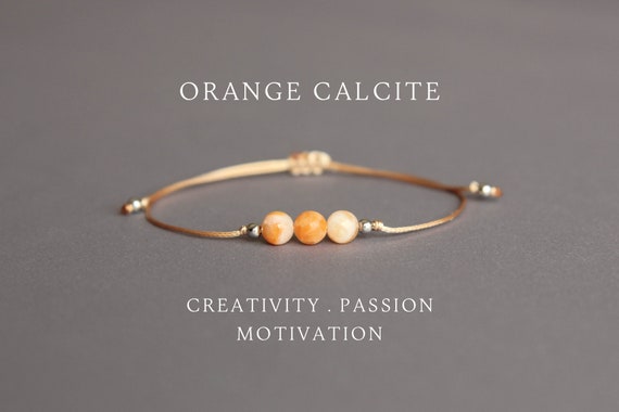 Orange Calcite Bracelet Bracelets For Women Crystal Bracelet Calcite Jewelry Bohemian Bracelet Yoga Jewelry Confidence Energy Motivation