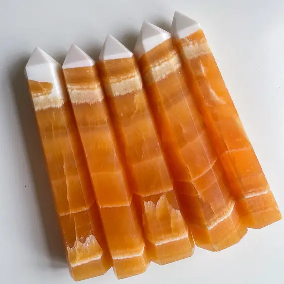 Orange Calcite Crystal Tower|tall Crystal Wand Healing Crystal Healing Journey Home Decoration
