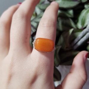 Shop Orange Calcite Rings! Orange Calcite Ring | Natural genuine Orange Calcite rings, simple unique handcrafted gemstone rings. #rings #jewelry #shopping #gift #handmade #fashion #style #affiliate #ad