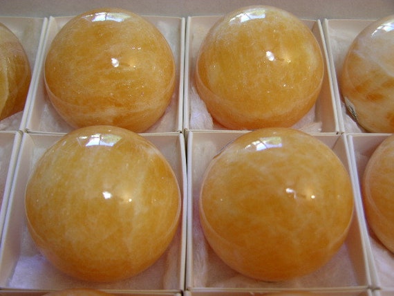Orange Calcite Sphere Hand Carved Polished 2+ Inch 1 Sphere W/ring Stand Per Winner