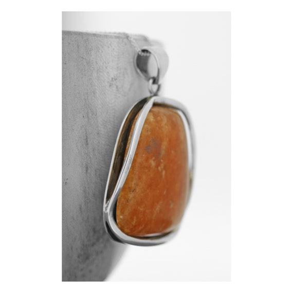 Orange Calcite / Orange Oval Shaped Pendant / Orange Necklace / Large Orange Stone / Natural Orange Stone / Bright Orange Stone /chunky