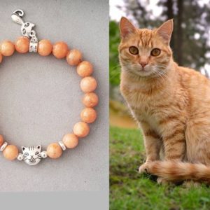 Orange Cat Bracelet | Cat Bracelets | Kitty Bracelets | Animal Bracelets | Pet Bracelet | Cats | Gemstone Bracelet | Ginger Cat | Unisex | Natural genuine Orange Calcite jewelry. Buy crystal jewelry, handmade handcrafted artisan jewelry for women.  Unique handmade gift ideas. #jewelry #beadedjewelry #beadedjewelry #gift #shopping #handmadejewelry #fashion #style #product #jewelry #affiliate #ad