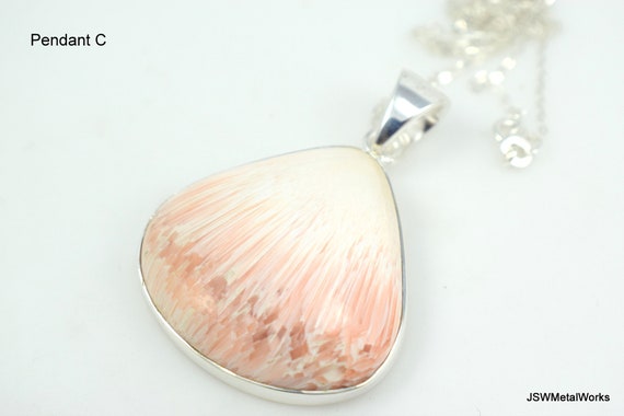Orange Peach Scolecite Sterling Silver Necklace, White And Orange Gemstone Crystal Pendant Gift, Choose Your Pendant