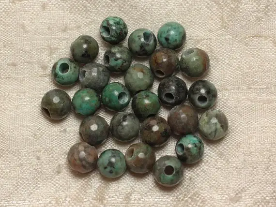 2pc - Perles De Pierre Perçage 2.5mm - Turquoise Afrique Facettée 8mm  4558550027351