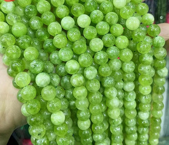 Peridot Smooth Round Beads,4mm 6mm 8mm 10mm 12mm  Perido Smooth  Beads,one Strand 15"