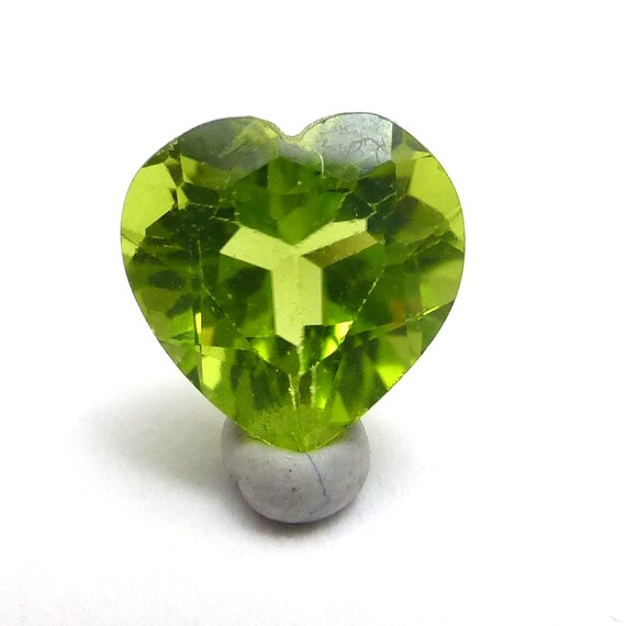Peridot Heart 7mm Loose Gemstone August Birthstone Handmade Hand Cut Natural Quality  - Acid Green