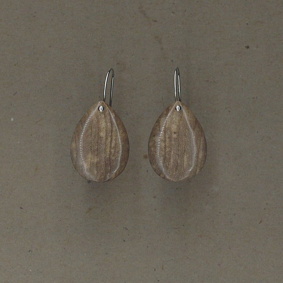 Petrified Wood And Sterling Silver Earrings Handmade By Chris Hay