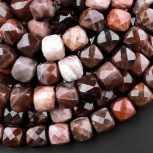 Shop Petrified Wood Beads! Natural Petrified Wood 8mm Beads Faceted Gemstone Cube Square Dice 15.5" Strand | Natural genuine faceted Petrified Wood beads for beading and jewelry making.  #jewelry #beads #beadedjewelry #diyjewelry #jewelrymaking #beadstore #beading #affiliate #ad