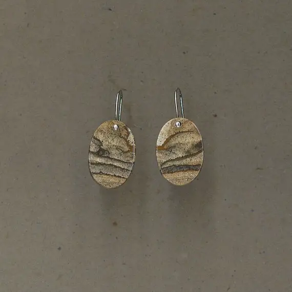 Picture Jasper And Sterling Silver Earrings Handmade By Chris Hay