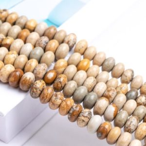 Shop Picture Jasper Rondelle Beads! Natural Brown Picture Jasper Gemstone Grade AAA Rondelle 6x4mm 8x5mm Loose Beads | Natural genuine rondelle Picture Jasper beads for beading and jewelry making.  #jewelry #beads #beadedjewelry #diyjewelry #jewelrymaking #beadstore #beading #affiliate #ad