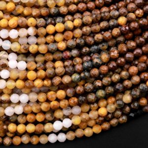 Shop Pietersite Beads! Genuine African Golden Yellow Pietersite Faceted 4mm Round Beads From Namibia South Africa 15.5" Strand | Natural genuine faceted Pietersite beads for beading and jewelry making.  #jewelry #beads #beadedjewelry #diyjewelry #jewelrymaking #beadstore #beading #affiliate #ad