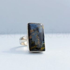 Shop Pietersite Rings! Pietersite Ring, Cabochon Pietersite, Sterling Silver Ring, Wide Band Ring, Pietersite Jewelry, Handmade Ring, Statement Ring, Artisan Ring | Natural genuine Pietersite rings, simple unique handcrafted gemstone rings. #rings #jewelry #shopping #gift #handmade #fashion #style #affiliate #ad