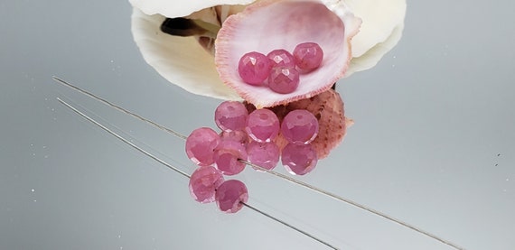 1ct. Natural Pink Sapphire Hand Faceted Rondelle Bead 5mm X 3.4mm To 5.5mm X 4mm Quality Untreated Corundum Beads Vivid Pink Indian Sapphire