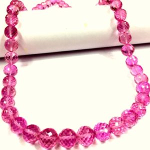 Shop Pink Sapphire Beads! AAAA++ QUALITY~~Extremely Rare~Pinkish Sapphire Faceted Round Ball Beads Great Sparkling Sapphire Round Beads Pink Sapphire Gemstone Beads. | Natural genuine faceted Pink Sapphire beads for beading and jewelry making.  #jewelry #beads #beadedjewelry #diyjewelry #jewelrymaking #beadstore #beading #affiliate #ad