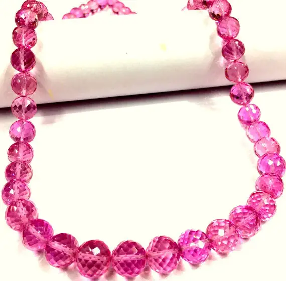 Aaaa++ Quality~~extremely Rare~pinkish Sapphire Faceted Round Ball Beads Great Sparkling Sapphire Round Beads Pink Sapphire Gemstone Beads.