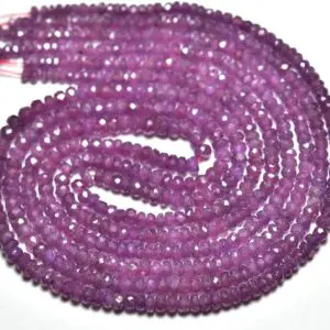 Shop Pink Sapphire Necklaces! 14.5 Inch Strand Natural Pink Sapphire Rondelle Beads 2.5mm to 3.5mm Faceted Gemstone Beads Jewelry Necklace Beads Sapphire Beads No5444 | Natural genuine Pink Sapphire necklaces. Buy crystal jewelry, handmade handcrafted artisan jewelry for women.  Unique handmade gift ideas. #jewelry #beadednecklaces #beadedjewelry #gift #shopping #handmadejewelry #fashion #style #product #necklaces #affiliate #ad