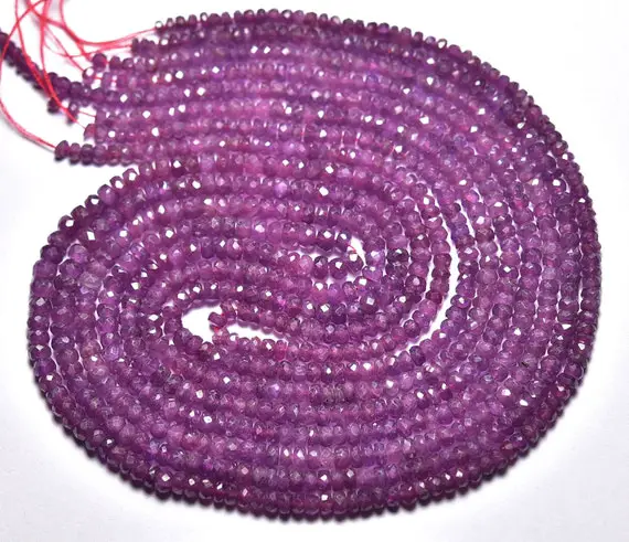 17 Inch Strand Natural Pink Sapphire Rondelle Beads 2.5mm To 4mm Faceted Gemstone Beads Jewelry Necklace Beads Sapphire Beads Strand No5421